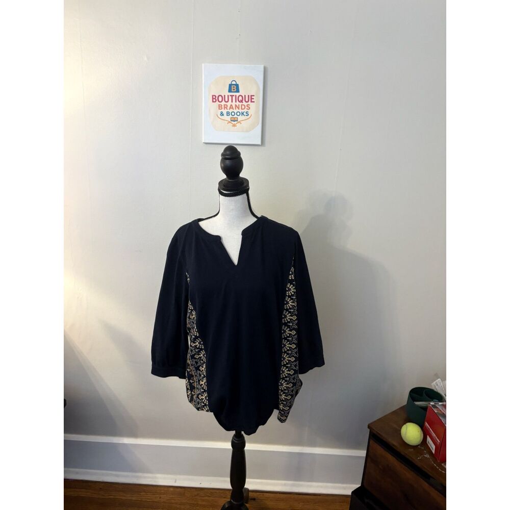 Pure Jill Navy Embroidered Tunic Top – Size Medium